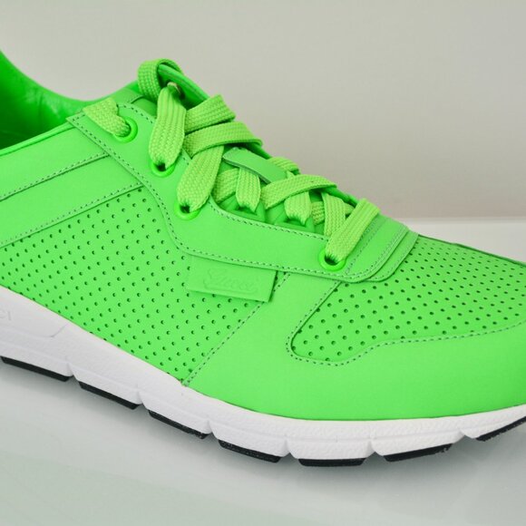 NIB GUCCI LEATHER NEON GREEN TENNIS MENS LOW TOP SNEAKERS - Picture 6 of 11
